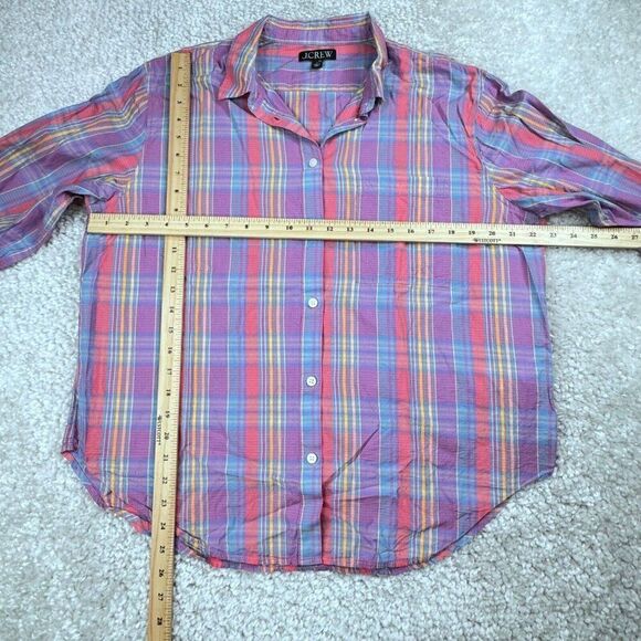 J. Crew Purple Plaid Garcon Cotton Voile Shirt - Picture 9 of 10